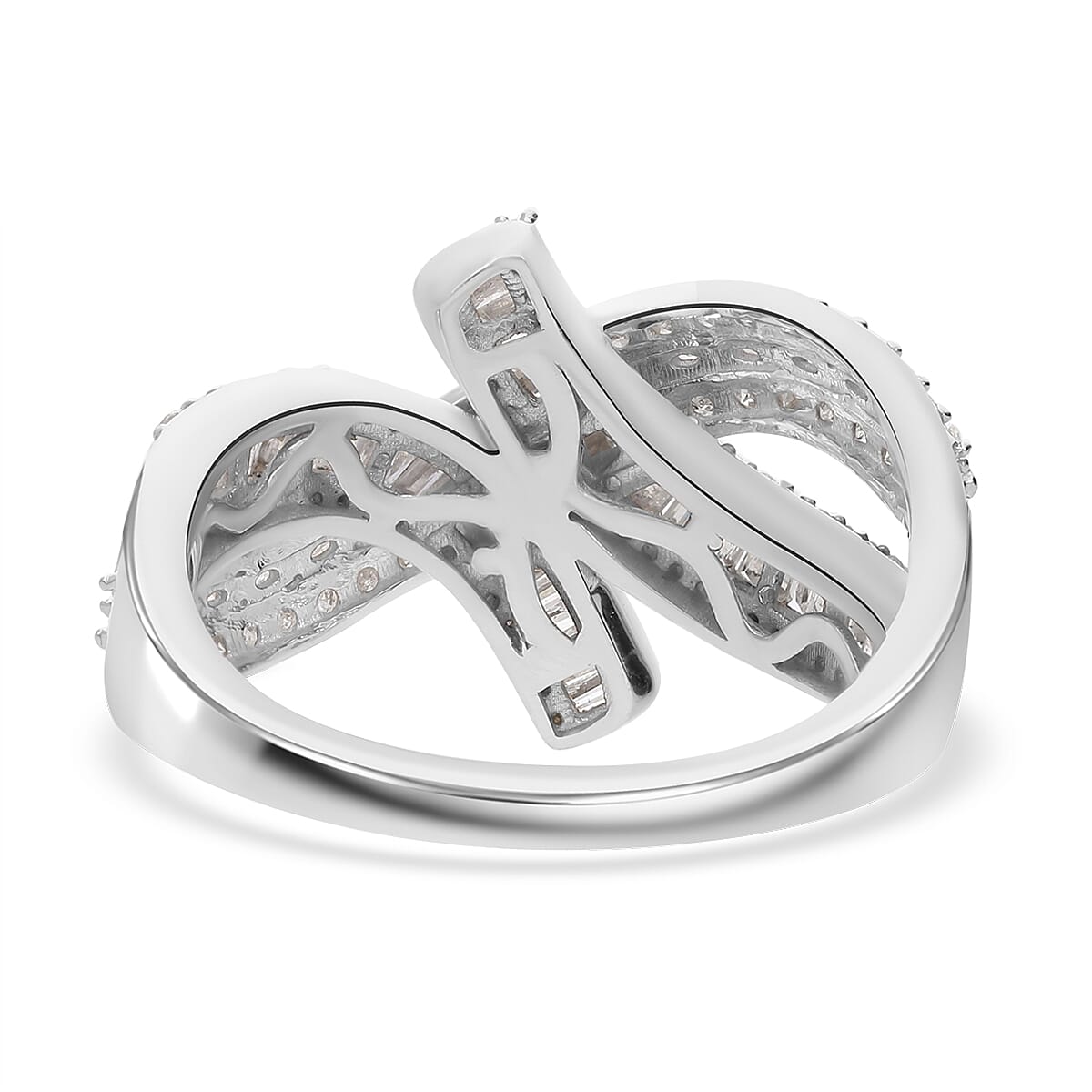 Diamond Ring in Platinum Over Sterling Silver (Size 7.0) 1.00 ctw image number 3