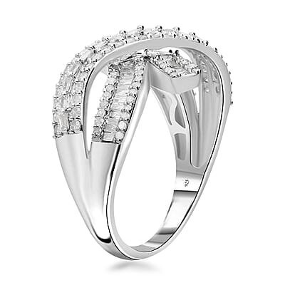 Diamond 1.00 ctw Ring in Platinum Over Sterling Silver (Size 9.0)
