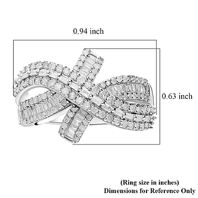 Diamond 1.00 ctw Ring in Platinum Over Sterling Silver (Size 9.0)
