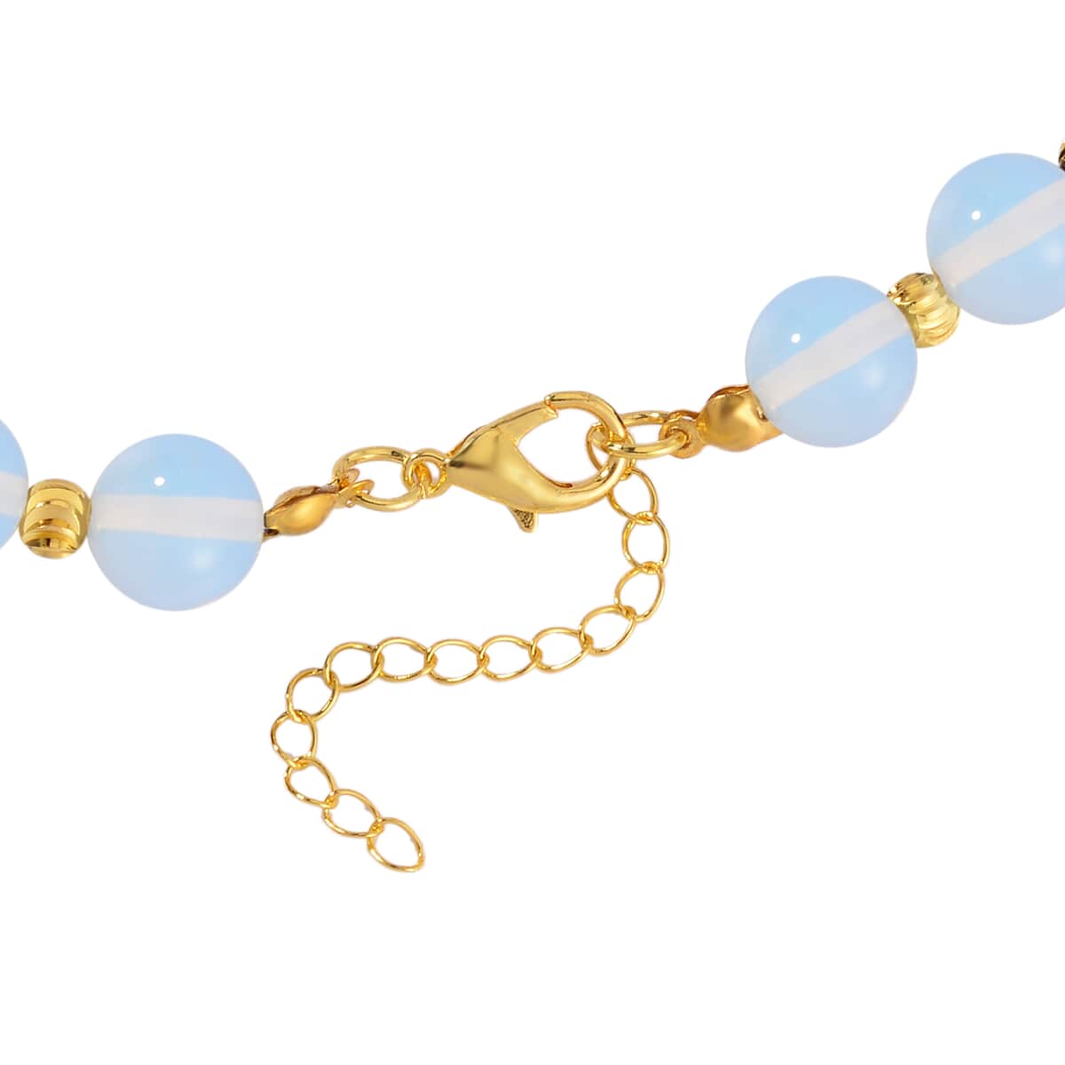 Pixiu Feng Shui Opalite 9-10mm Beaded Necklace in Goldtone 18-20 Inches 258.50 ctw image number 3