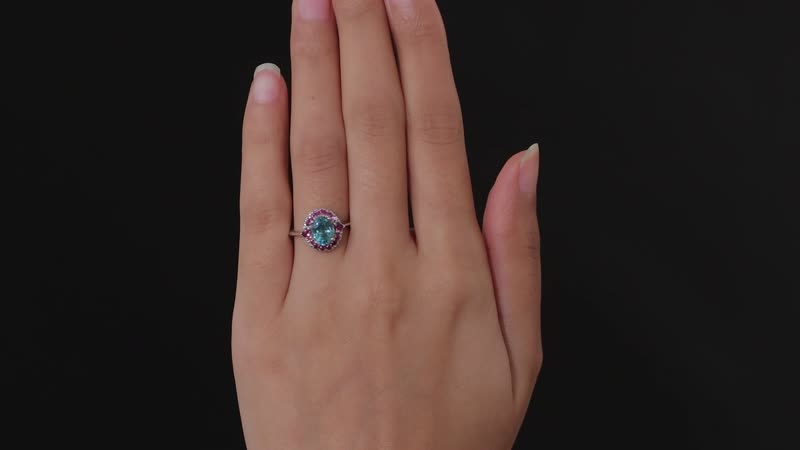 Cambodian Blue Zircon, Orissa Rhodolite Garnet Ring in Platinum Over Sterling Silver (Size 10.0) 2.90 ctw