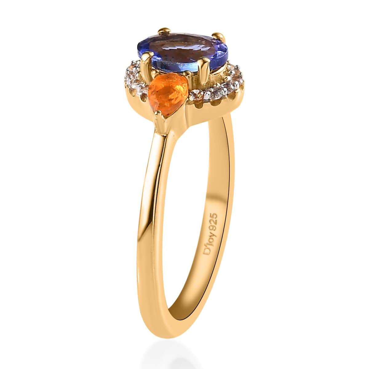 AAA Tanzanite and Multi Gemstone Ring in Vermeil Yellow Gold Over Sterling Silver (Size 10.0) 1.15 ctw image number 3