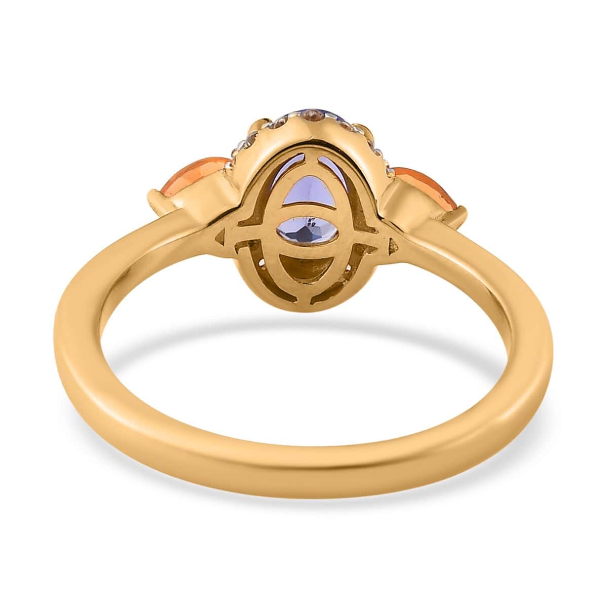 AAA Tanzanite and Multi Gemstone Ring in Vermeil Yellow Gold Over Sterling Silver (Size 10.0) 1.15 ctw image number 4