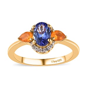 AAA Tanzanite and Multi Gemstone 1.15 ctw Ring in Vermeil Yellow Gold Over Sterling Silver (Size 8.0)