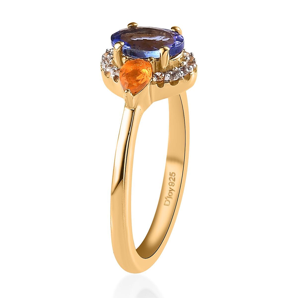 AAA Tanzanite and Multi Gemstone 1.15 ctw Ring in Vermeil Yellow Gold Over Sterling Silver (Size 8.0) image number 3