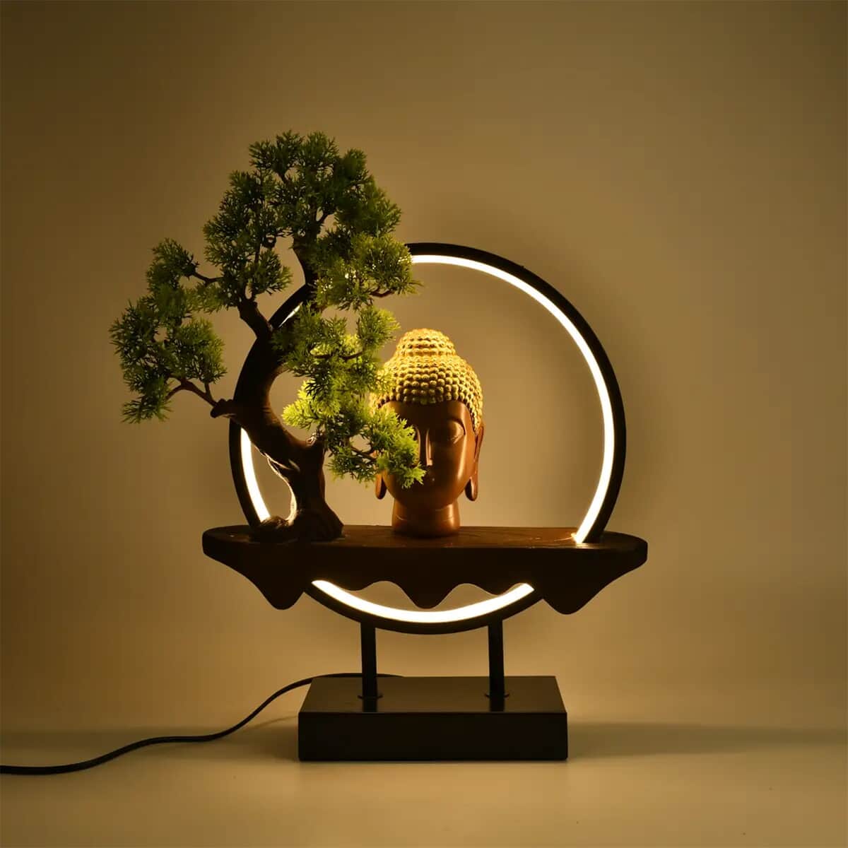 USB Golden Buddha Head Ring Light Table Lamp image number 1