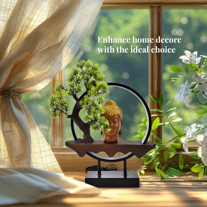 USB Golden Buddha Head Ring Light Table Lamp