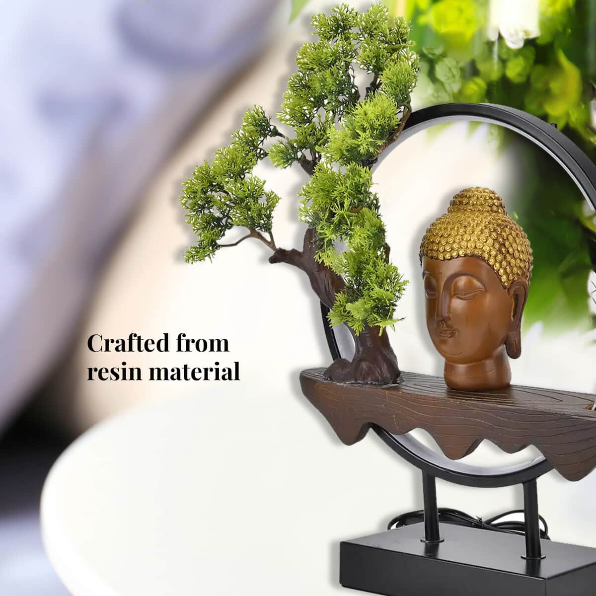 USB Golden Buddha Head Ring Light Table Lamp image number 3