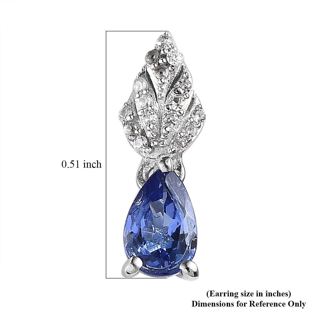 AAA Tanzanite and White Zircon Dangling Earrings in Platinum Over Sterling Silver 1.00 ctw