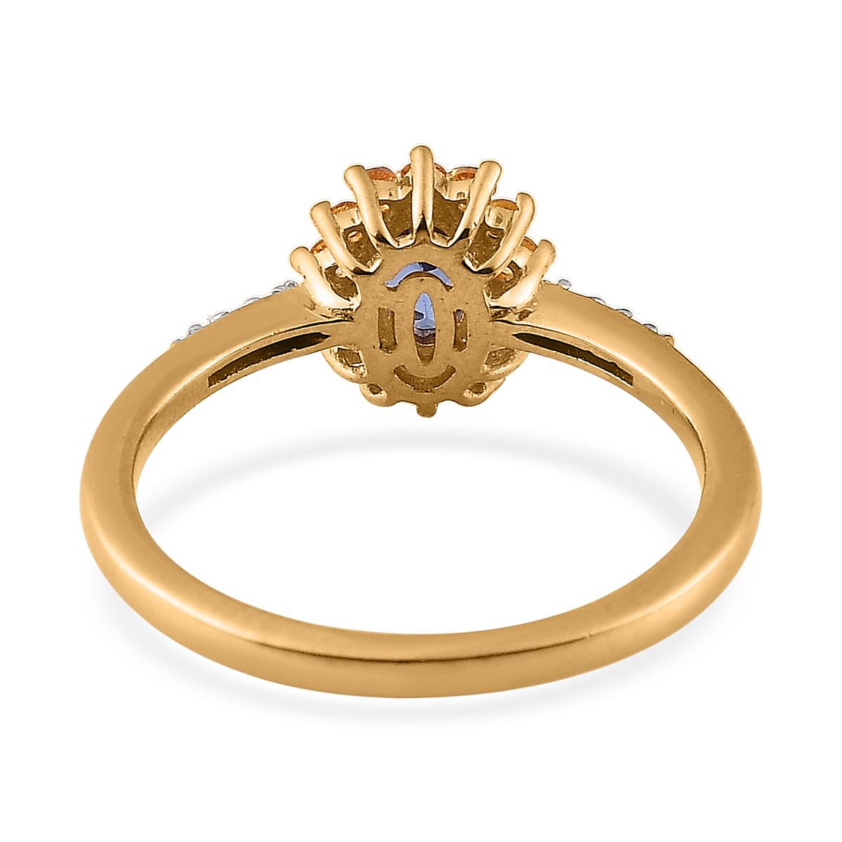AAA Tanzanite and Multi Gemstone 0.75 ctw Sunburst Ring in Vermeil Yellow Gold Over Sterling Silver (Size 10.0)
