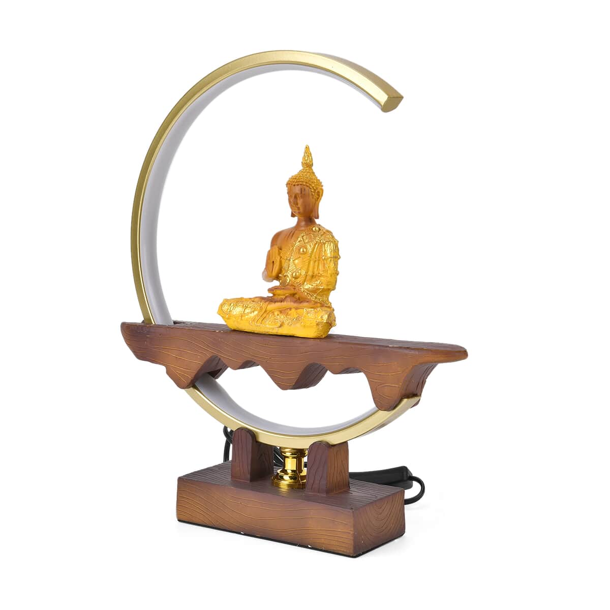 USB Golden Meditating Buddha Crescent Light Table Lamp image number 2