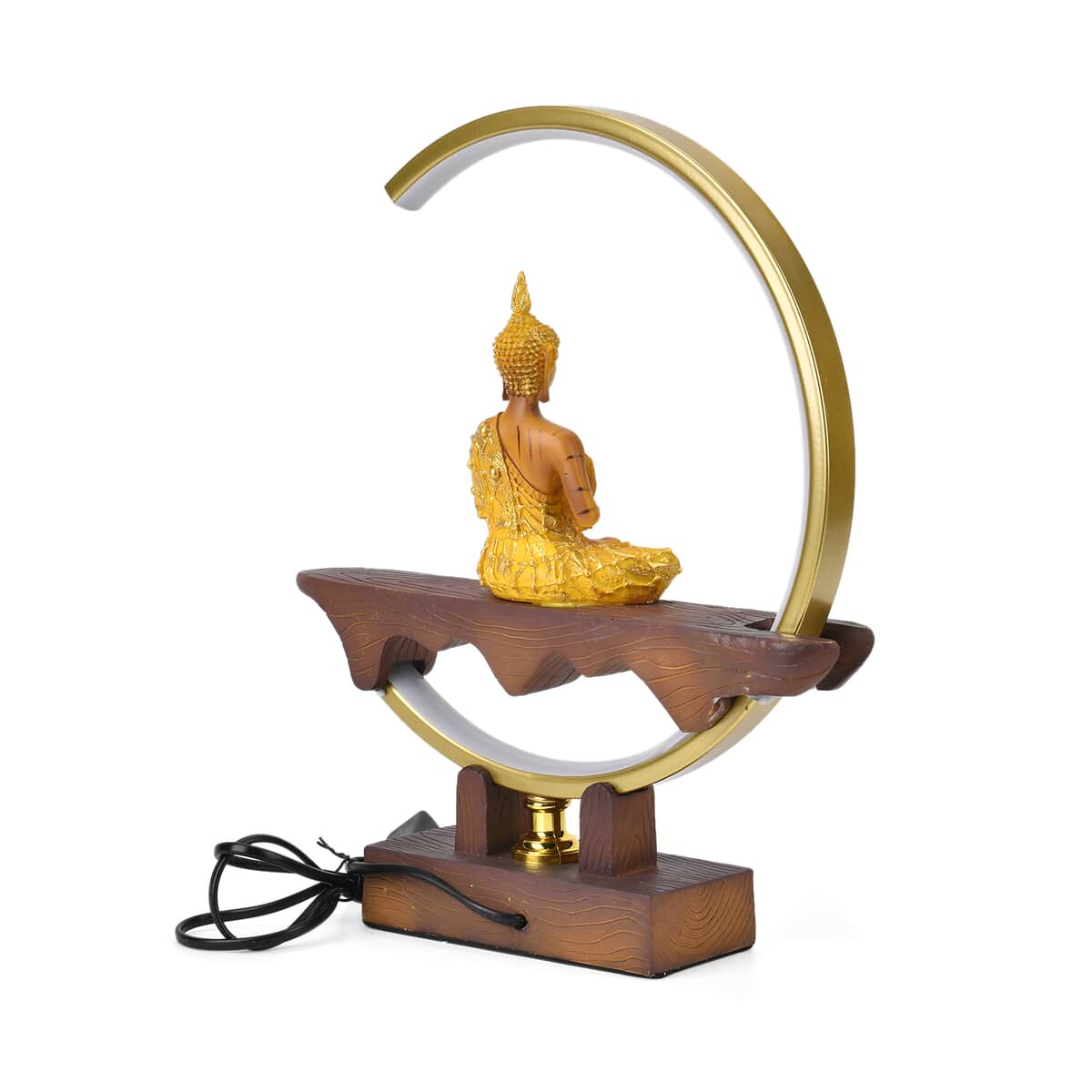 USB Golden Meditating Buddha Crescent Light Table Lamp image number 3