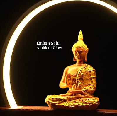 USB Golden Meditating Buddha Crescent Light Table Lamp