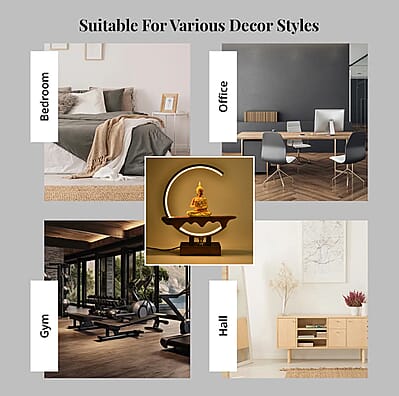 USB Golden Meditating Buddha Crescent Light Table Lamp