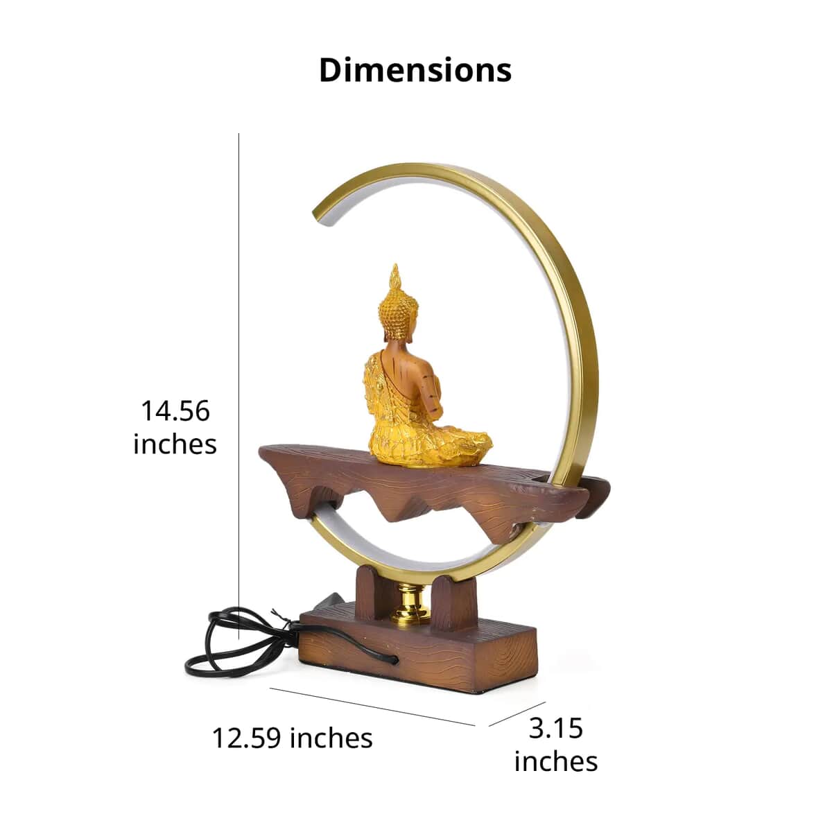 USB Golden Meditating Buddha Crescent Light Table Lamp image number 7