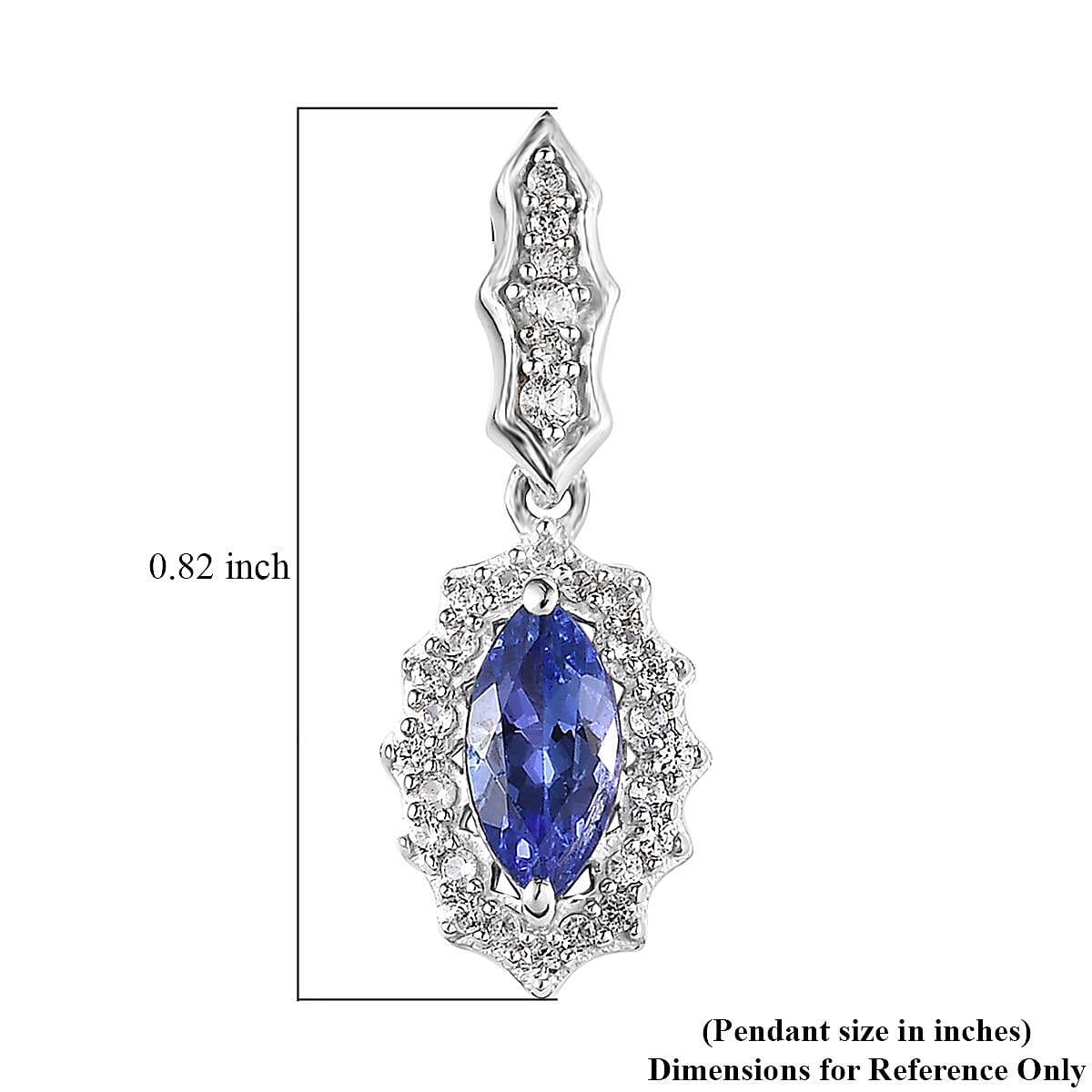 AAA Tanzanite and White Zircon Earrings in Platinum Over Sterling Silver 1.10 ctw