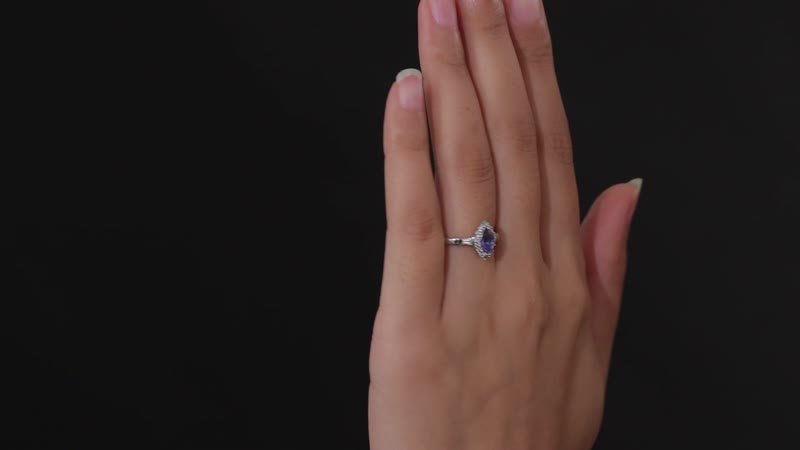 AAA Tanzanite, White Zircon Halo Ring in Platinum Over Sterling Silver (Size 7.0) 1.00 ctw