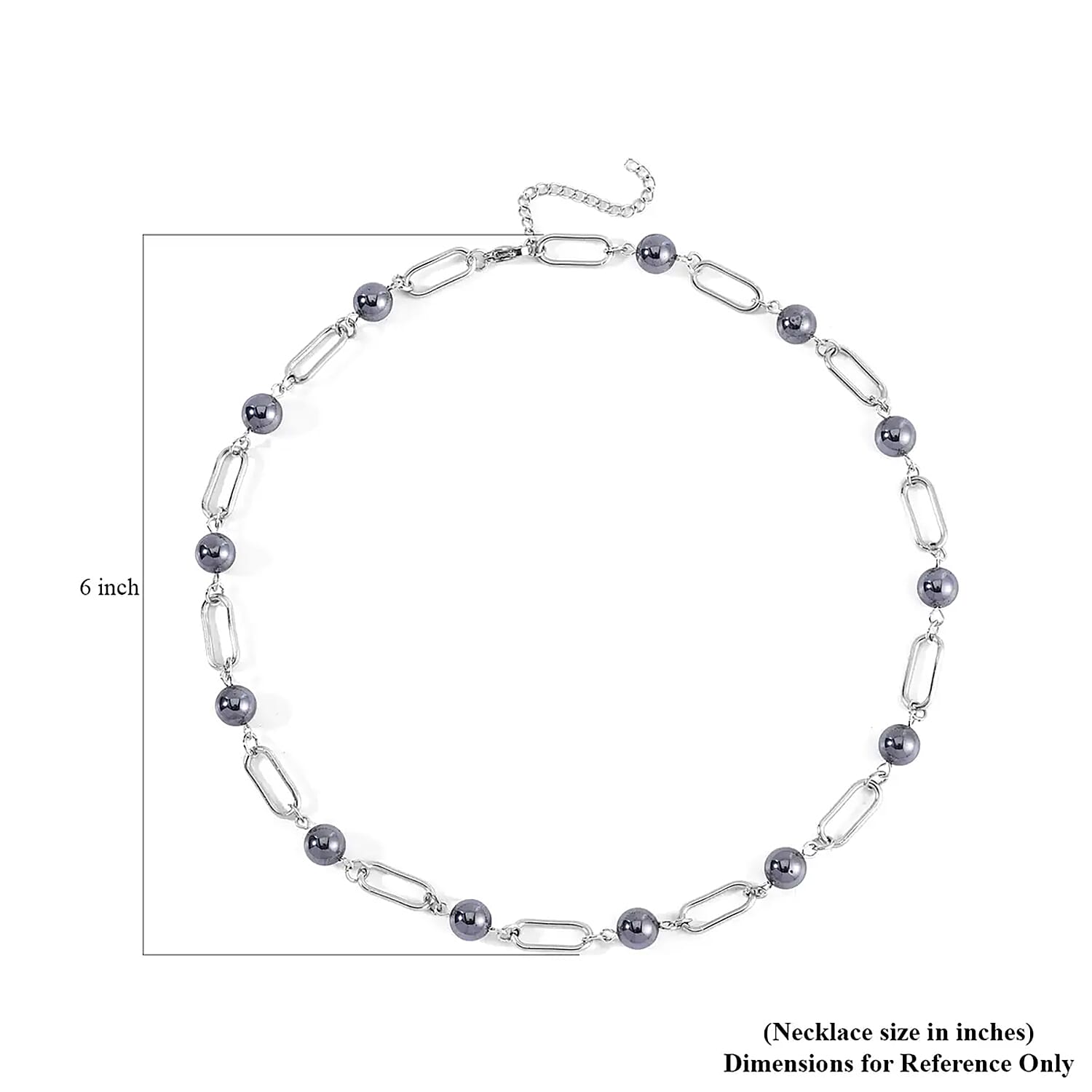 Terahertz 53.00 ctw Beaded Paper Clip Chain Station Necklace 20-21 Inches in Stainless Steel