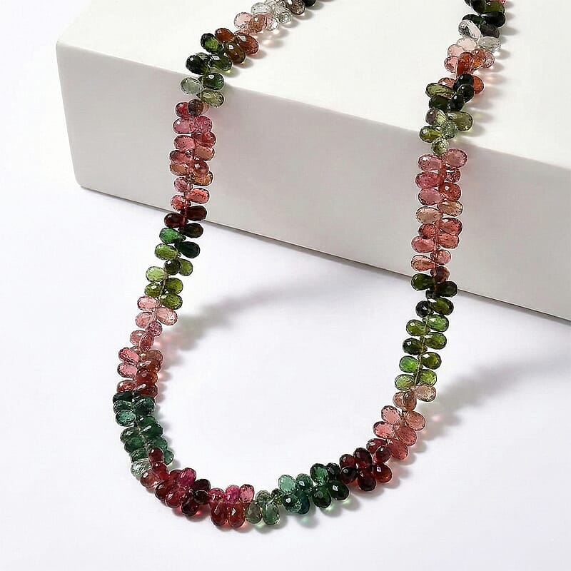 Certified & Appraised Iliana 18K Yellow Gold AAAA Multi-Tourmaline Beaded Graduated Necklace 18 Inches with 2 Inch Extender 135.00 ctw