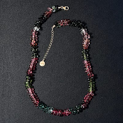 Certified & Appraised Iliana 18K Yellow Gold AAAA Multi-Tourmaline Beaded Graduated Necklace 18 Inches with 2 Inch Extender 135.00 ctw