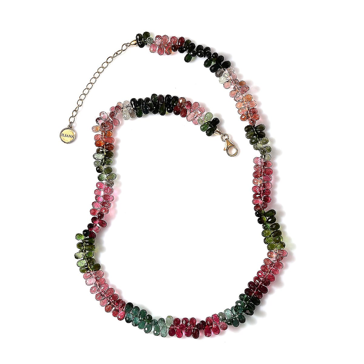 Certified & Appraised Iliana 18K Yellow Gold AAAA Multi-Tourmaline Beaded Graduated Necklace 18 Inches with 2 Inch Extender 135.00 ctw image number 6