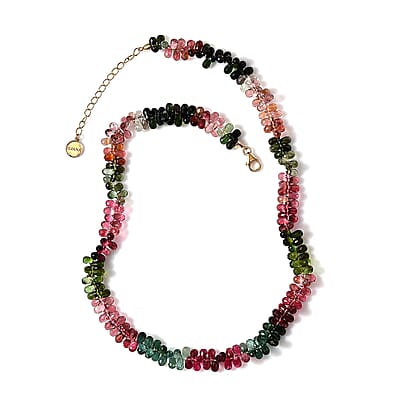 Certified & Appraised Iliana 18K Yellow Gold AAAA Multi-Tourmaline Beaded Graduated Necklace 18 Inches with 2 Inch Extender 135.00 ctw