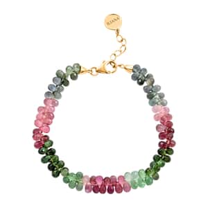 JCK Closeout Iliana 18K Yellow Gold AAA Multi-Tourmaline Beaded Graduation Bracelet (7-8In) 40.00 ctw