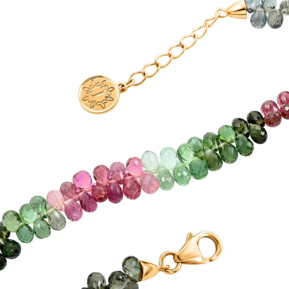 JCK Closeout Iliana 18K Yellow Gold AAA Multi-Tourmaline Beaded Graduation Bracelet (7-8In) 40.00 ctw image number 3