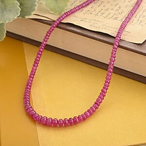 Iliana 18K Yellow Gold AAAA Montepuez Ruby Beaded Graduated Necklace 18 Inches 70.00 ctw