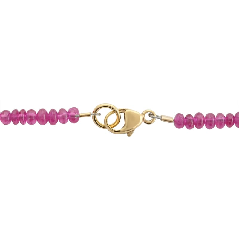 Iliana 18K Yellow Gold AAAA Montepuez Ruby Beaded Graduated Necklace 18 Inches 70.00 ctw