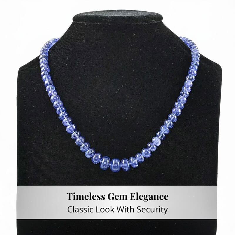 Rhapsody 950 Platinum AAAA Tanzanite Beaded Graduated Necklace 18 Inches 250.00 ctw