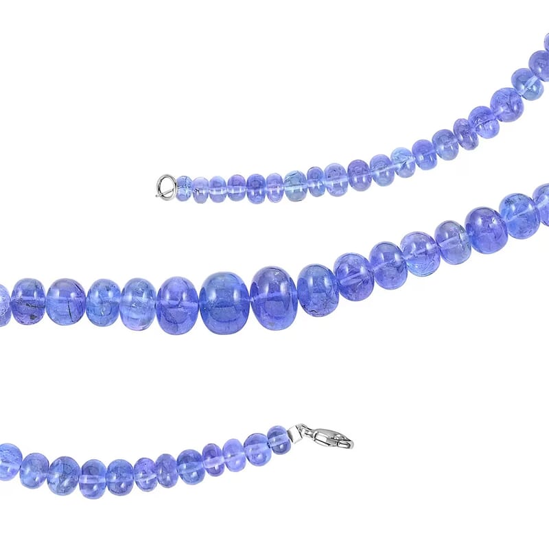 Rhapsody 950 Platinum AAAA Tanzanite Beaded Graduated Necklace 18 Inches 250.00 ctw