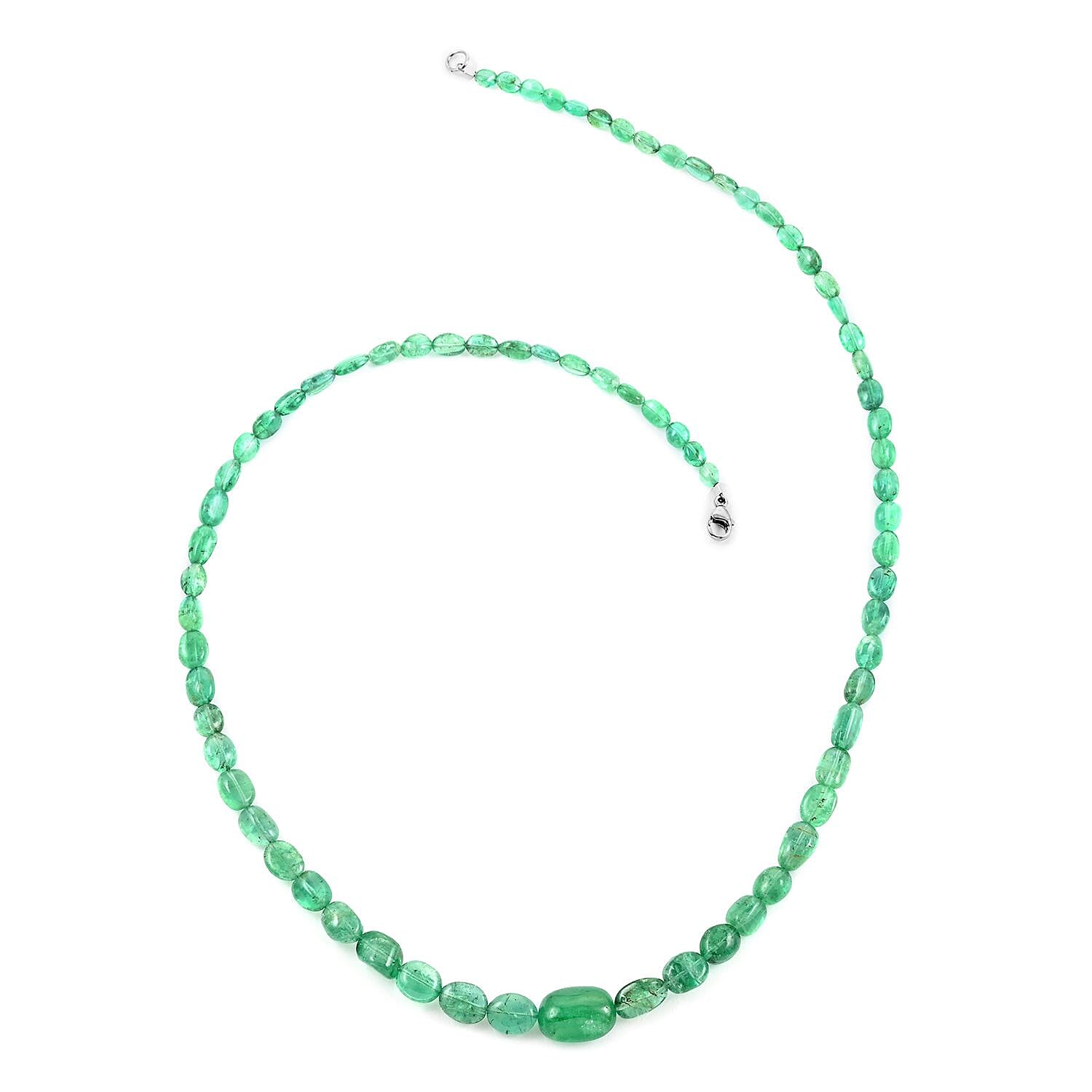 Certified & Appraised Rhapsody 950 Platinum AAAA Kagem Zambian Emerald Beaded Graduation Necklace 18 Inches 80.00 ctw