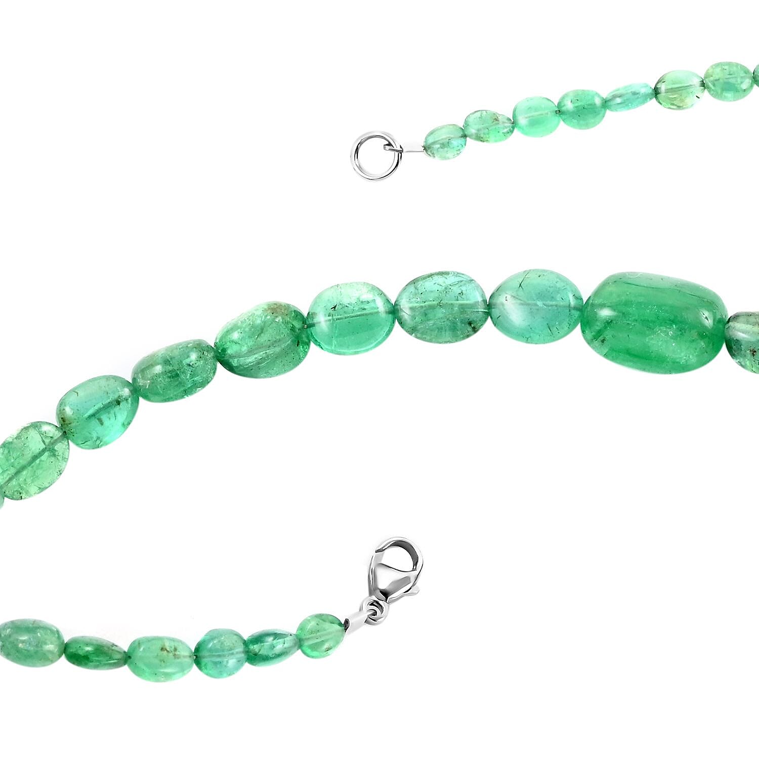 Certified & Appraised Rhapsody 950 Platinum AAAA Kagem Zambian Emerald Beaded Graduation Necklace 18 Inches 80.00 ctw