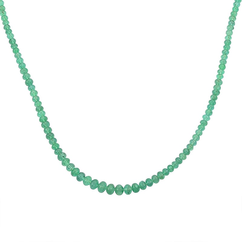 Certified & Appraised Rhapsody 950 Platinum AAAA Kagem Zambian Emerald Beaded Graduation Necklace 18 Inches 50.00 ctw