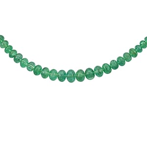 Certified & Appraised Rhapsody 950 Platinum AAAA Kagem Zambian Emerald Beaded Graduation Necklace 18 Inches 50.00 ctw