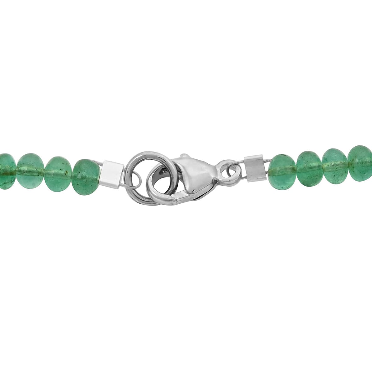 Certified & Appraised Rhapsody 950 Platinum AAAA Kagem Zambian Emerald Beaded Graduation Necklace 18 Inches 50.00 ctw image number 4