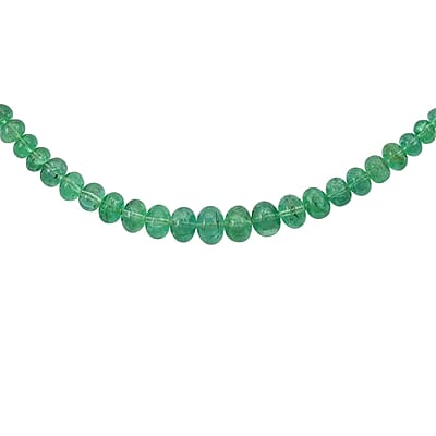 Certified & Appraised Rhapsody 950 Platinum AAAA Kagem Zambian Emerald Beaded Graduation Necklace 18 Inches 50.00 ctw