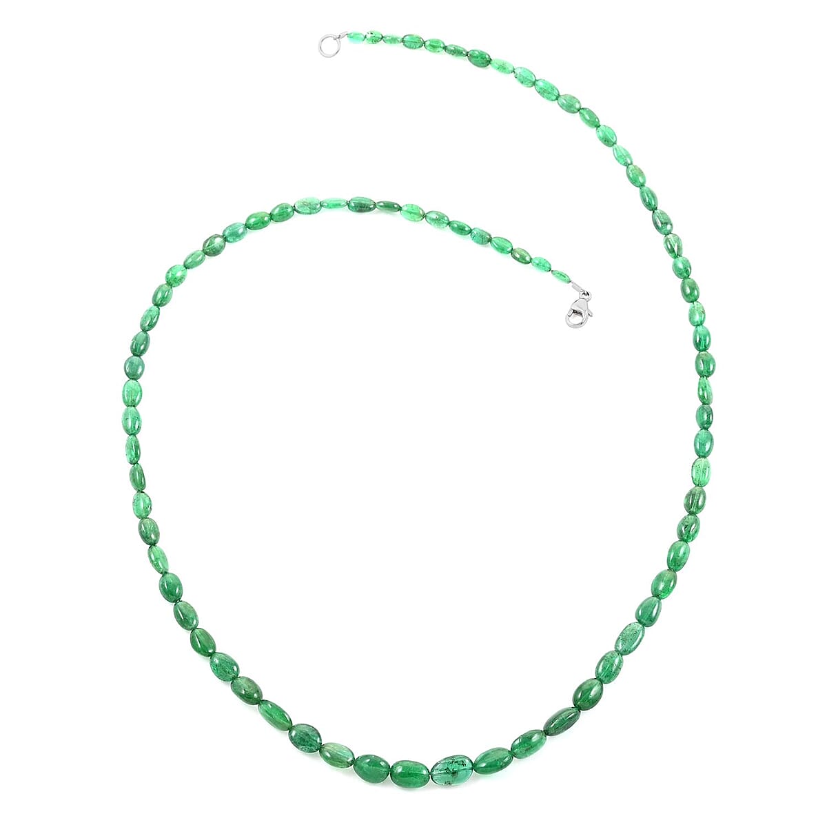 Certified & Appraised Rhapsody 950 Platinum AAAA Kagem Zambian Emerald Beaded Graduation Necklace 18 Inches 40.00 ctw image number 0