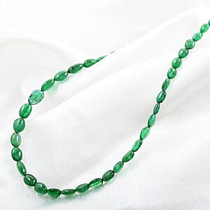 Certified & Appraised Rhapsody 950 Platinum AAAA Kagem Zambian Emerald Beaded Graduation Necklace 18 Inches 40.00 ctw
