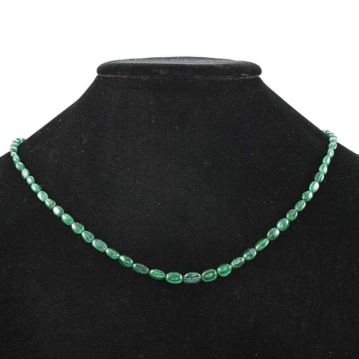 Certified & Appraised Rhapsody 950 Platinum AAAA Kagem Zambian Emerald Beaded Graduation Necklace 18 Inches 40.00 ctw image number 2