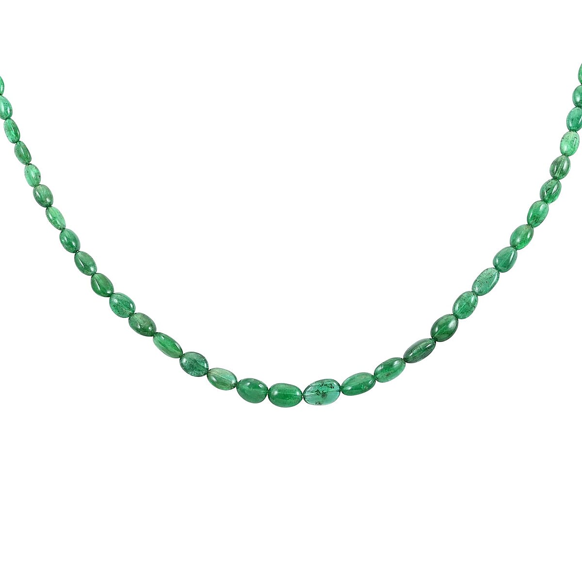 Certified & Appraised Rhapsody 950 Platinum AAAA Kagem Zambian Emerald Beaded Graduation Necklace 18 Inches 40.00 ctw image number 3