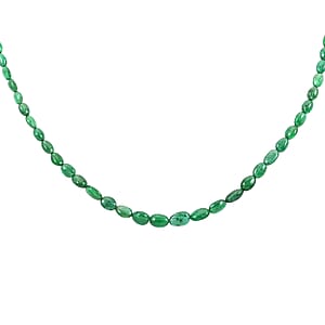 Certified & Appraised Rhapsody 950 Platinum AAAA Kagem Zambian Emerald Beaded Graduation Necklace 18 Inches 40.00 ctw