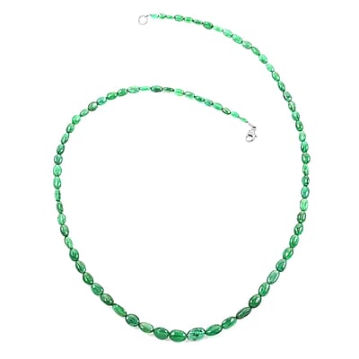 Certified & Appraised Rhapsody 950 Platinum AAAA Kagem Zambian Emerald Beaded Graduation Necklace 18 Inches 40.00 ctw