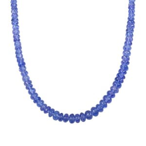 Certified & Appraised Rhapsody 950 Platinum AAAA Tanzanite Beaded Graduation Necklace 18 Inches 60.00 ctw