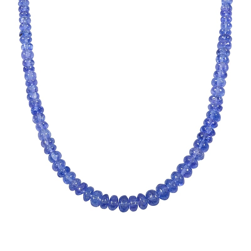 Rhapsody 950 Platinum AAAA Tanzanite Beaded Graduated Necklace 18 Inches 60.00 ctw