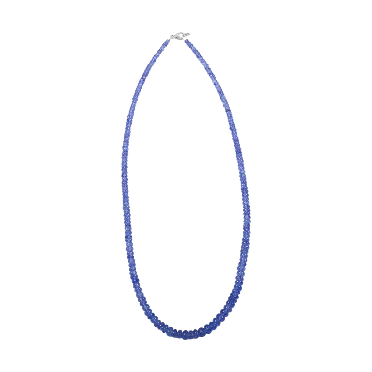 Certified & Appraised Rhapsody 950 Platinum AAAA Tanzanite Beaded Graduation Necklace 18 Inches 60.00 ctw image number 2