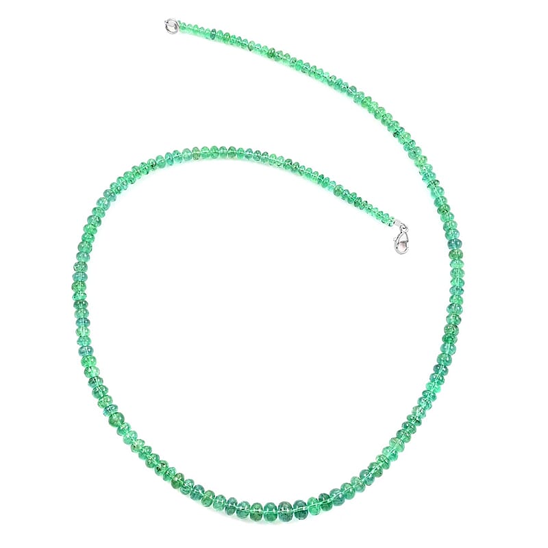 Certified & Appraised Rhapsody AAAA Kagem Zambian Emerald 70.00 ctw Beaded Graduation Necklace 18 Inches 950 Platinum