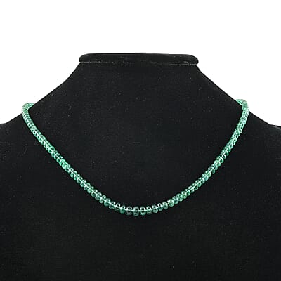 Certified & Appraised Rhapsody AAAA Kagem Zambian Emerald 70.00 ctw Beaded Graduation Necklace 18 Inches 950 Platinum