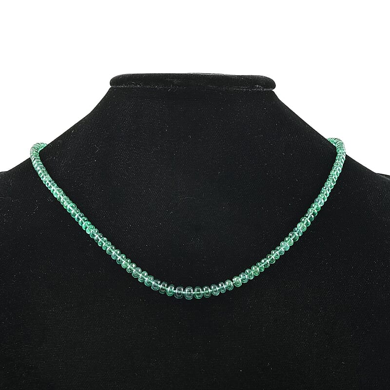 Certified & Appraised Rhapsody AAAA Kagem Zambian Emerald 70.00 ctw Beaded Graduation Necklace 18 Inches 950 Platinum